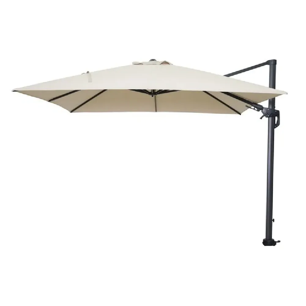 Hillsboro Square Garden Parasol with Crank - Ecru, Polyester