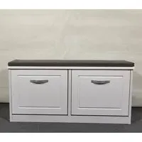 Hinton Shoe Storage Bench with 2 Flip Doors - White