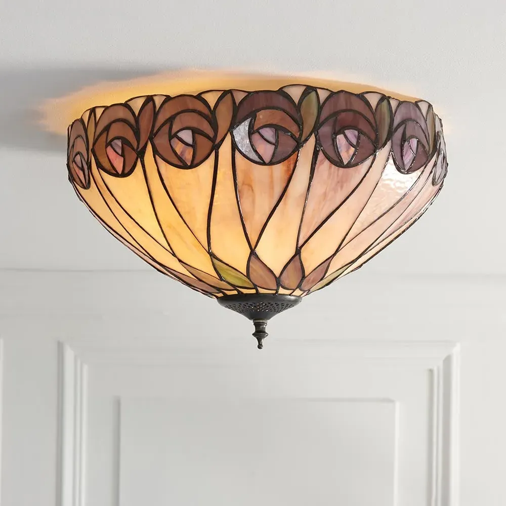 Hinton Tiffany Glass Ceiling Light - Multicolour