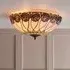 Hinton Tiffany Glass Flush Ceiling Light - Satin Black