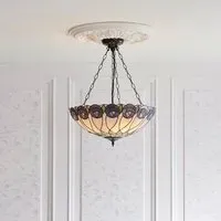 Hinton Tiffany Glass Inverted Pendant Ceiling Light - Multicolour