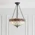 Hinton Tiffany Glass Pendant Ceiling Light - Satin Black