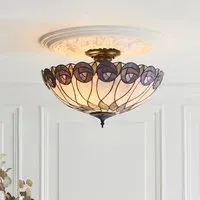 Hinton Tiffany Glass Semi Flush Ceiling Light - Multicolour