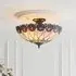 Hinton Tiffany Glass Semi Flush Ceiling Light - Multicolour