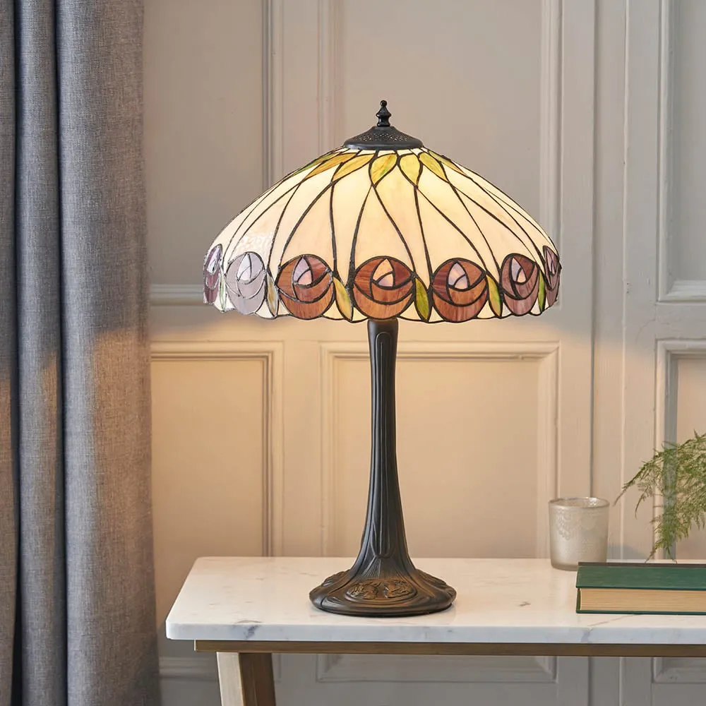 Hinton Tiffany Glass Table Lamp - Black, Multicolour image
