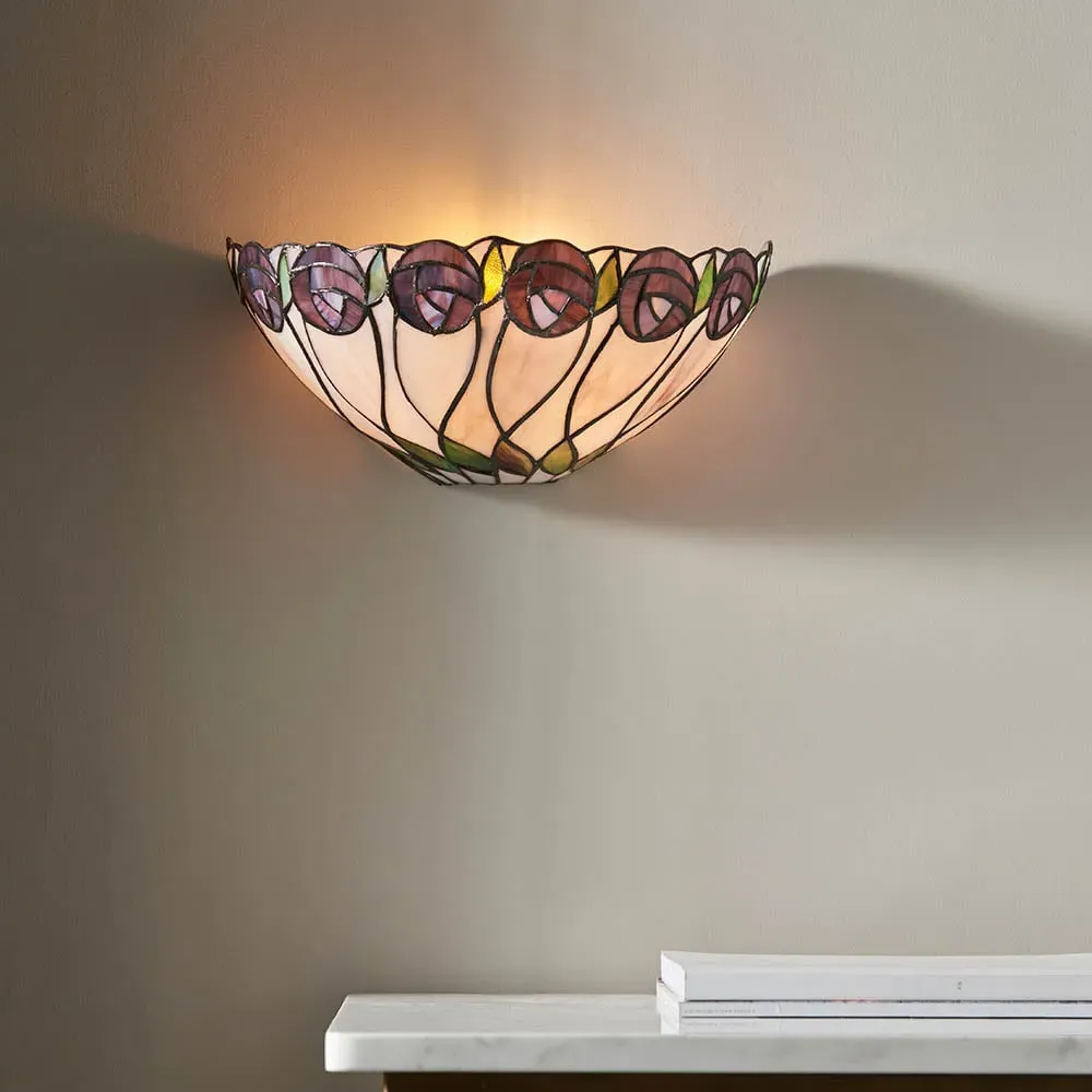 Hinton Tiffany Glass Wall Light - Multicolour image