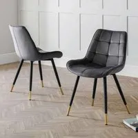 Hiorix Dining Chairs with Black Legs, Set of 2 - Grey, Fabric alternate view
