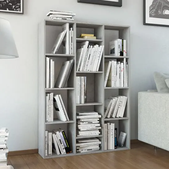 Hiti Bookcase with 13 Shelves - Concrete Grey, Chipboard image