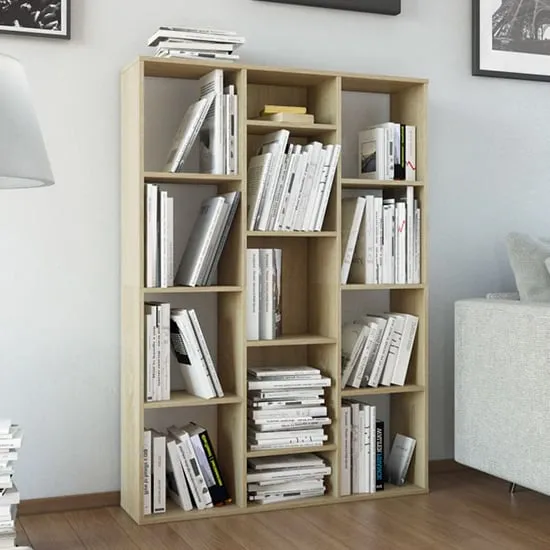 Hiti Bookcase with 13 Shelves - Sonoma Oak, Chipboard