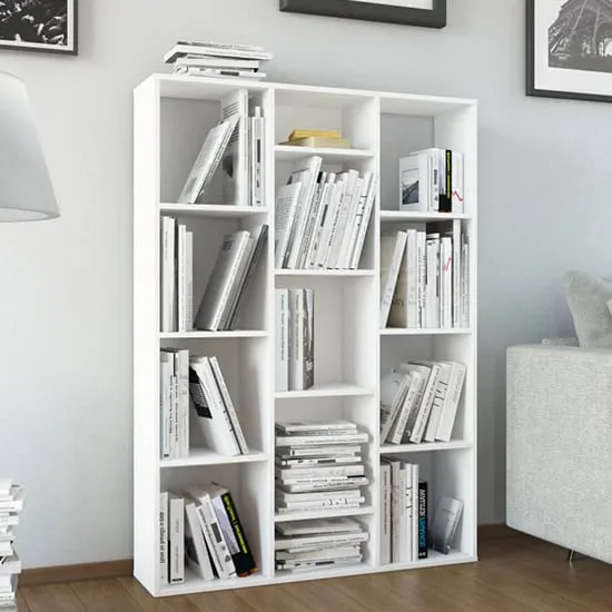 Hiti Bookcase with 13 Shelves - White, Chipboard
