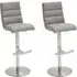 Hiulia Adjustable Bar Stool Pair with Handle - Ice Grey, Faux Leather