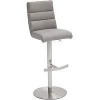 Hiulia Adjustable Bar Stool with Handle - Ice Grey, Faux Leather