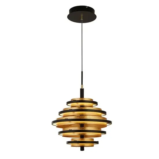 Hive Wall Hung 5 LED Pendant Light - Black, Gold Leaf