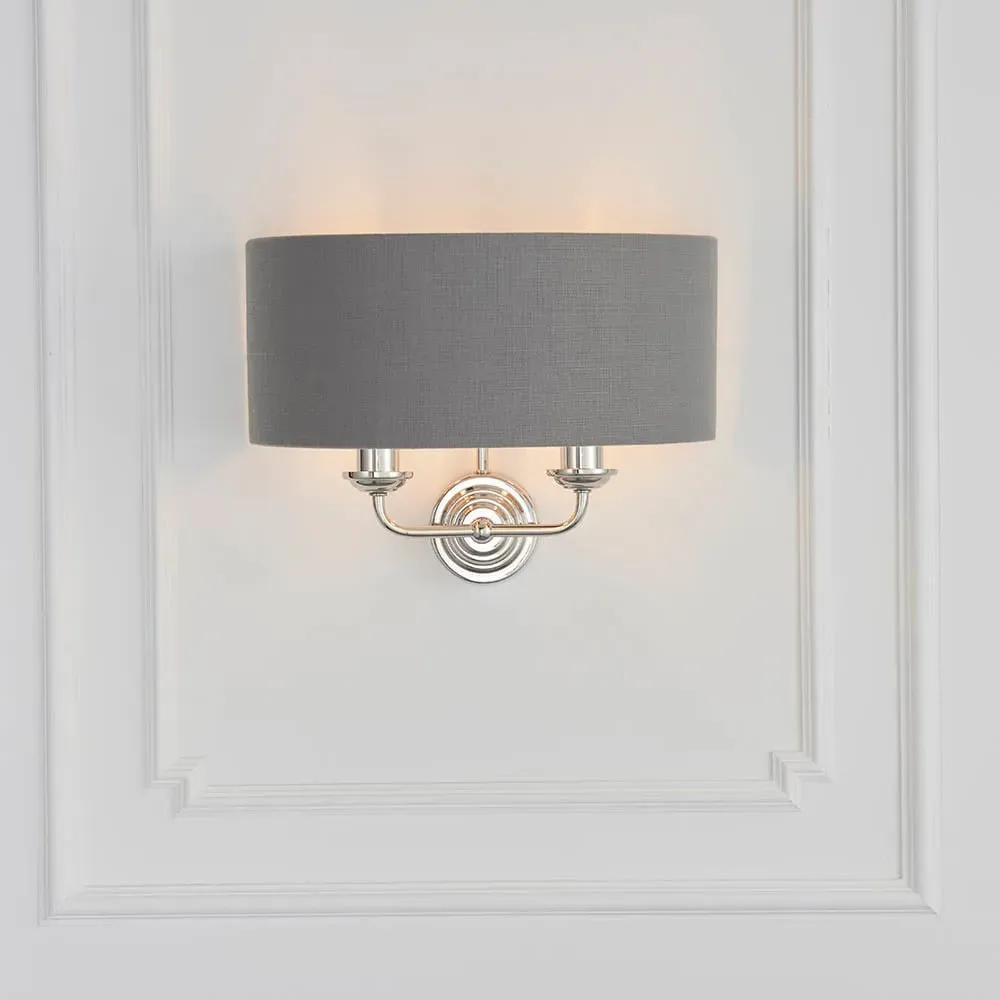 Hixson 2 Light Wall Light - Charcoal, Fabric image