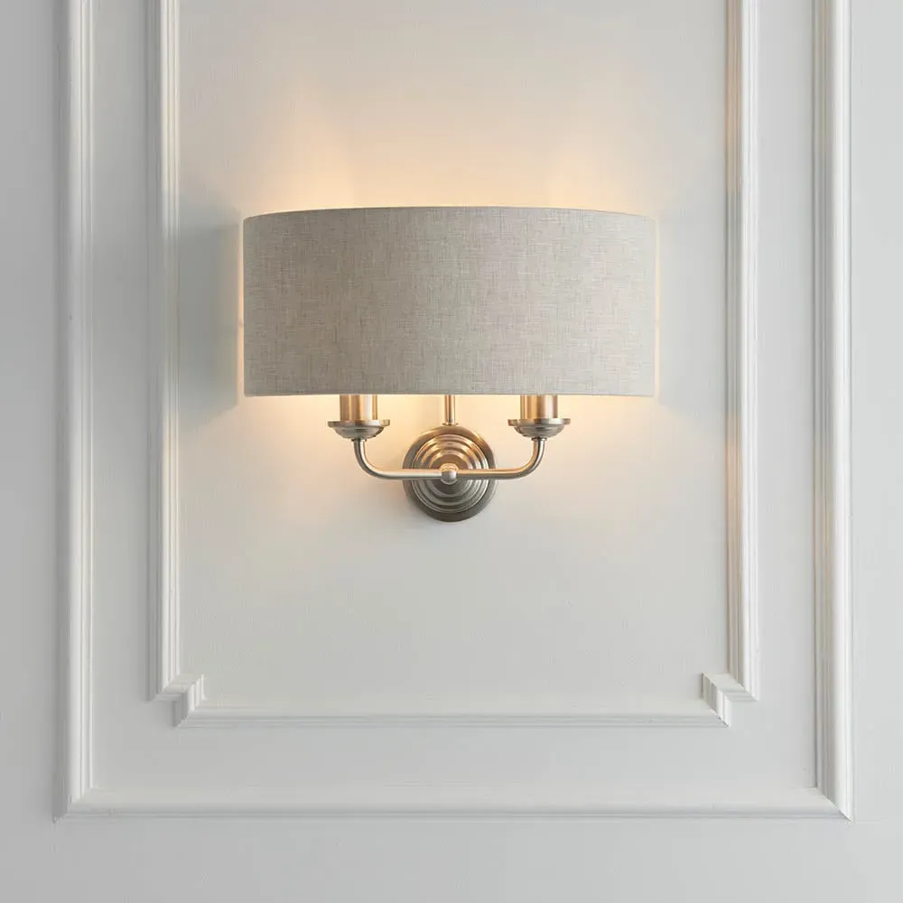 Hixson 2 Light Wall Light - Natural, Brushed Chrome image