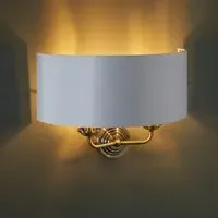 Hixson 2 Light Wall Light - White, Antique Brass