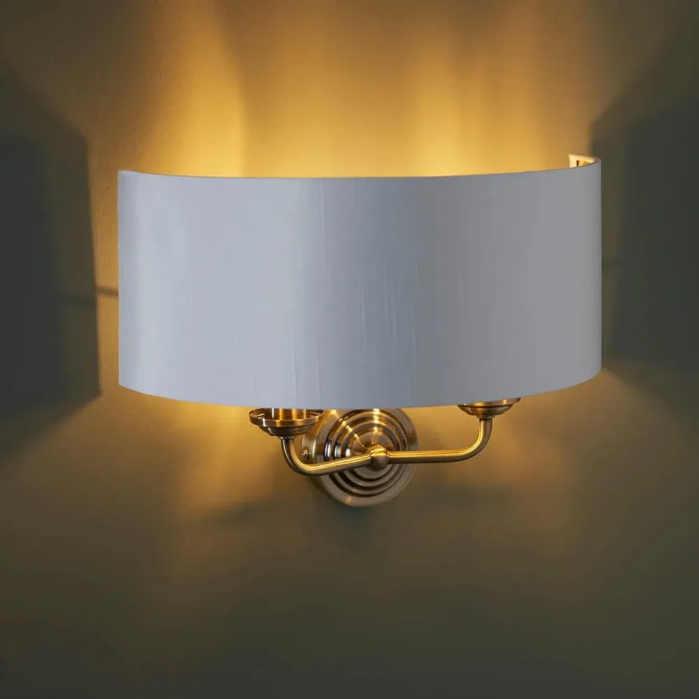 Hixson 2 Light Wall Light - White, Antique Brass image