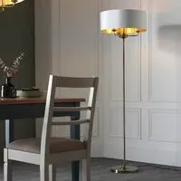 Hixson 3 Light Floor Lamp - Natural, Antique Brass