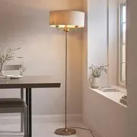 Hixson 3 Light Floor Lamp - Natural, Vintage Brass