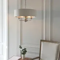 Hixson 3 Light Pendant Ceiling Light - Natural, Chrome