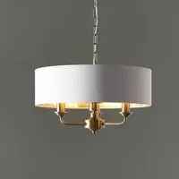 Hixson 3 Light Pendant Ceiling Light - White, Brass