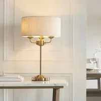 Hixson 3 Light Table Lamp - Natural, Vintage Brass