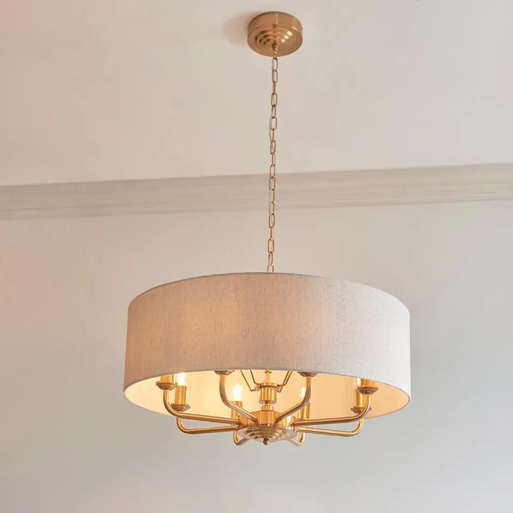 Hixson 8 Light Pendant Ceiling Light - Natural, Brass