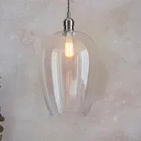 Hixson Large Ceiling Pendant Light - Clear Glass, Nickel
