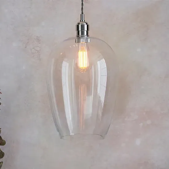 Hixson Large Ceiling Pendant Light - Clear Glass, Nickel