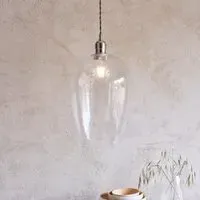 Hixson Large Hammered Glass Pendant Ceiling Light - Nickel