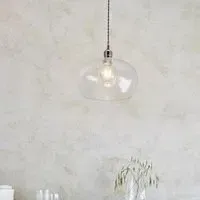 Hixson Medium Hammered Glass Pendant Ceiling Light - Nickel