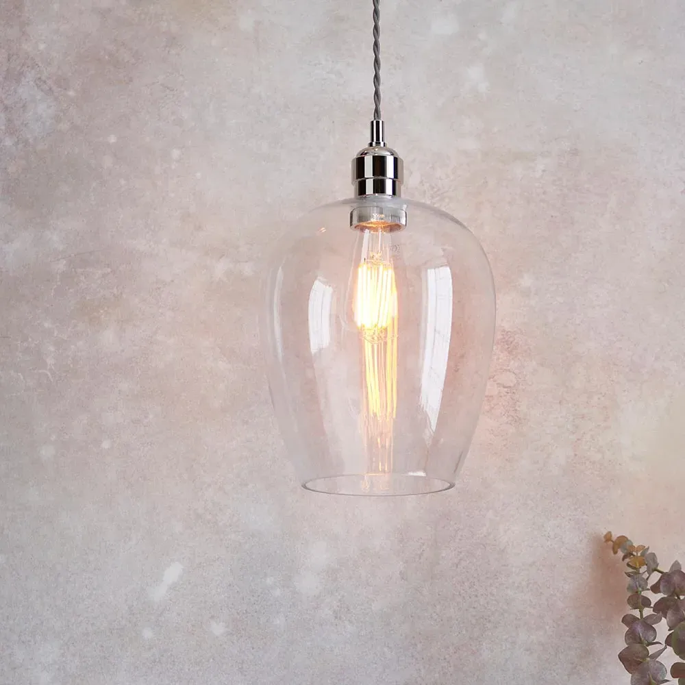 Hixson Small Clear Glass Ceiling Pendant Light - Nickel product