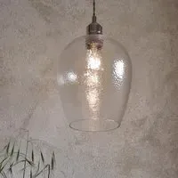 Hixson Small Hammered Glass Pendant Ceiling Light - Nickel