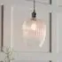 Hixson Small Ribbed Glass Pendant Ceiling Light - Nickel