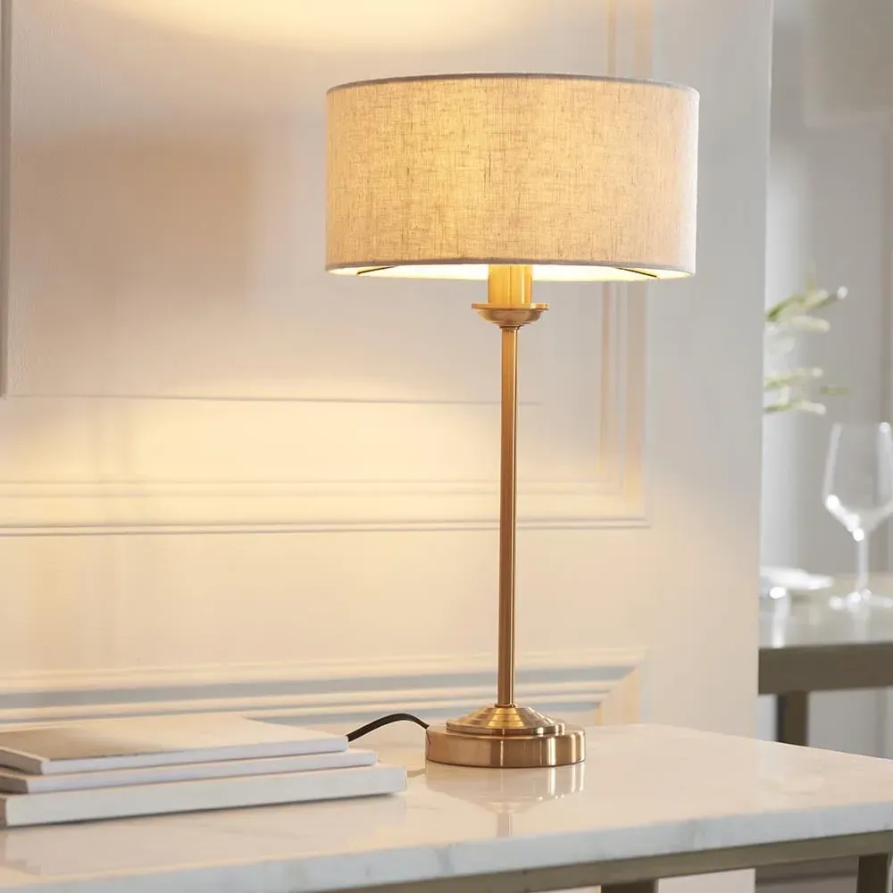 Hixson Table Lamp - Natural, Aged Brass