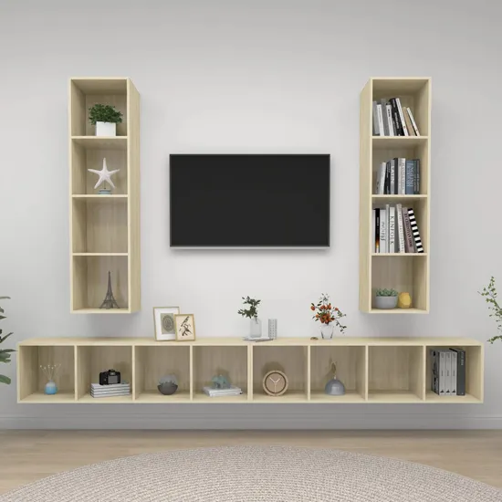 Hiyan Wall Hung Entertainment Unit - Sonoma Oak, Engineered Wood product