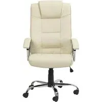 Hoaxing High Back Executive Chair with Headrest - Cream, Faux Leather