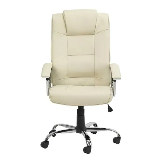 Hoaxing High Back Executive Chair with Headrest - Cream, Faux Leather