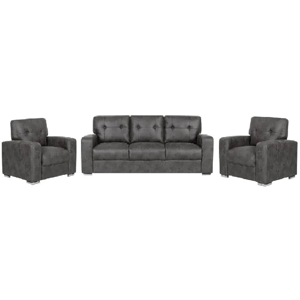 Hobart 3+1+1 Seater Sofa Set - Grey, Fabric