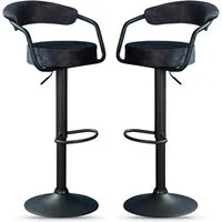 Hobart Bar Stools Pair - Charcoal, Fabric alternate view