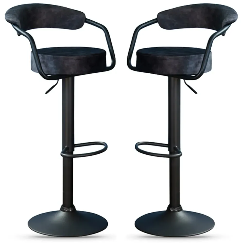 Hobart Bar Stools Pair - Charcoal, Fabric product