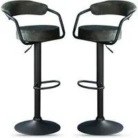 Hobart Bar Stools Pair - Olive, Fabric alternate view