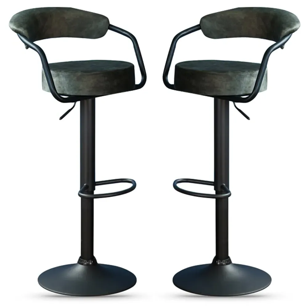 Hobart Bar Stools Pair - Olive, Fabric product