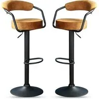 Hobart Bar Stools Pair - Rust, Fabric alternate view