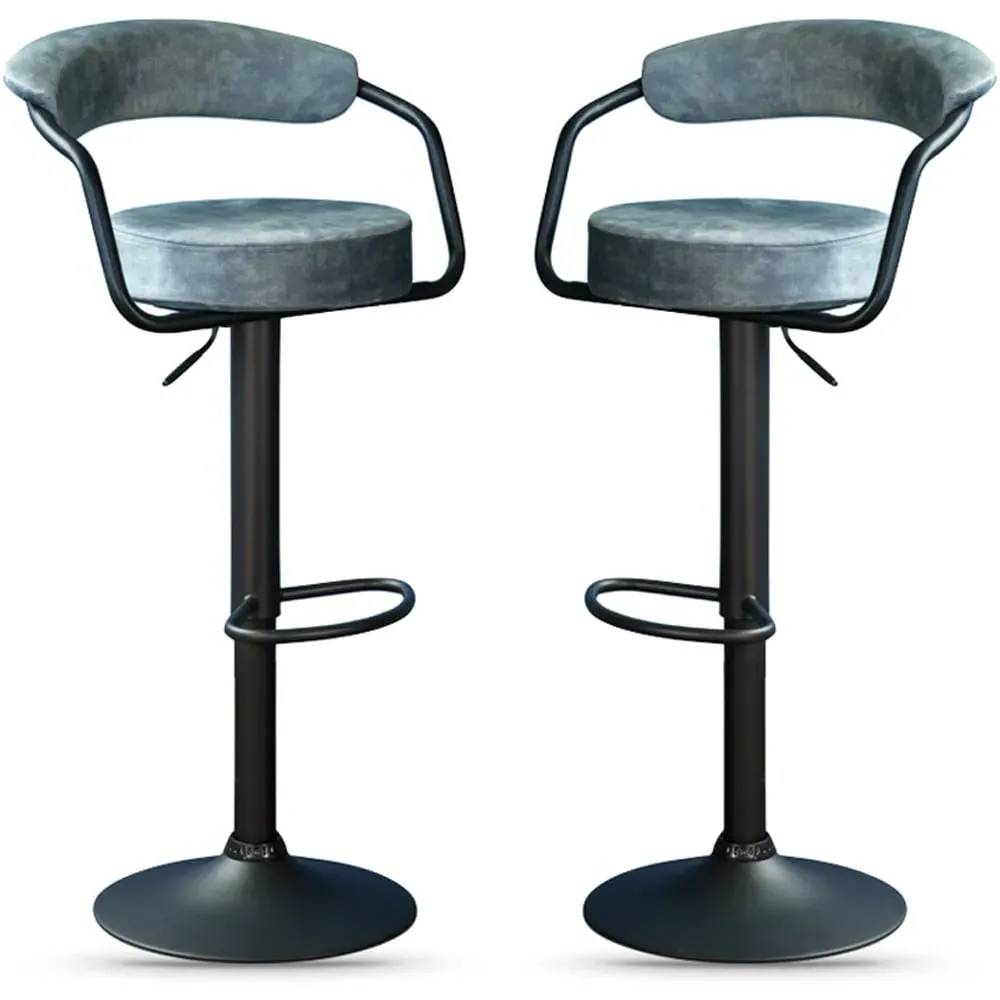 Hobart Bar Stools Pair - Stone Blue, Fabric product