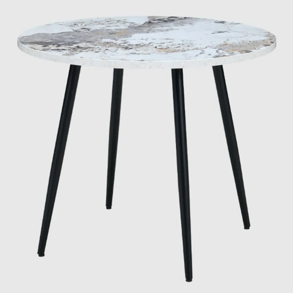 Hobart Round Dining Table - Pandora Marble Effect, MDF