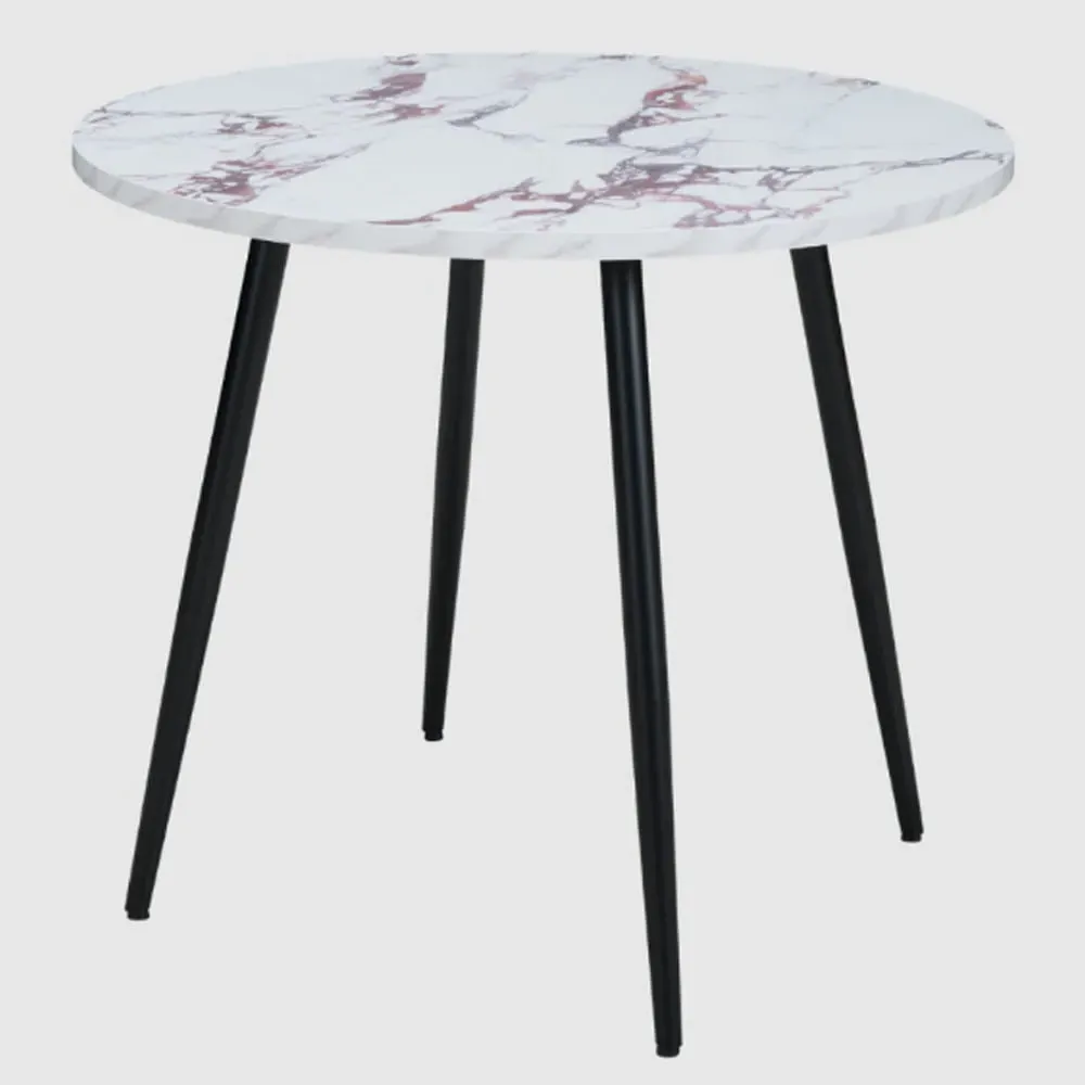 Hobart Round Dining Table - Violetta Marble Effect, MDF