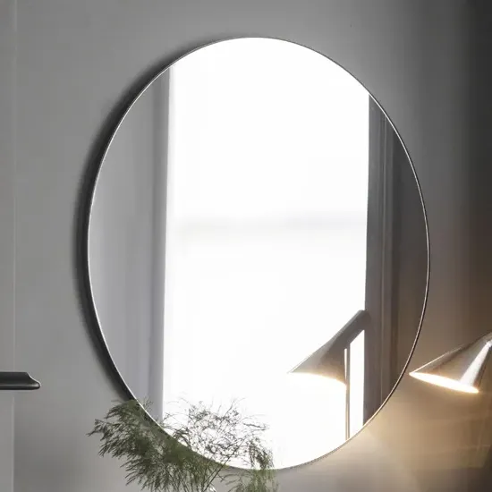 Hobart Round Portrait Bevelled Mirror - Black