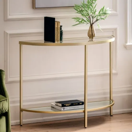 Hobson Console Table - Clear Glass, Champagne
