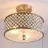 Hobson Crystal Glass Ceiling Light - Antique Brass